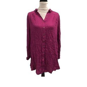 Free People Magenta Purple Tunic Top Dress XS Womens Rayon Boho Oversized Cute